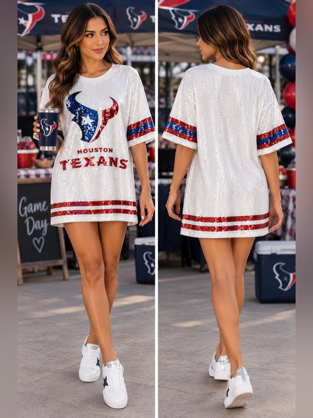 Houston Texans Dress Sparkly Sequin Dress Football Dress Football Jersey Dress